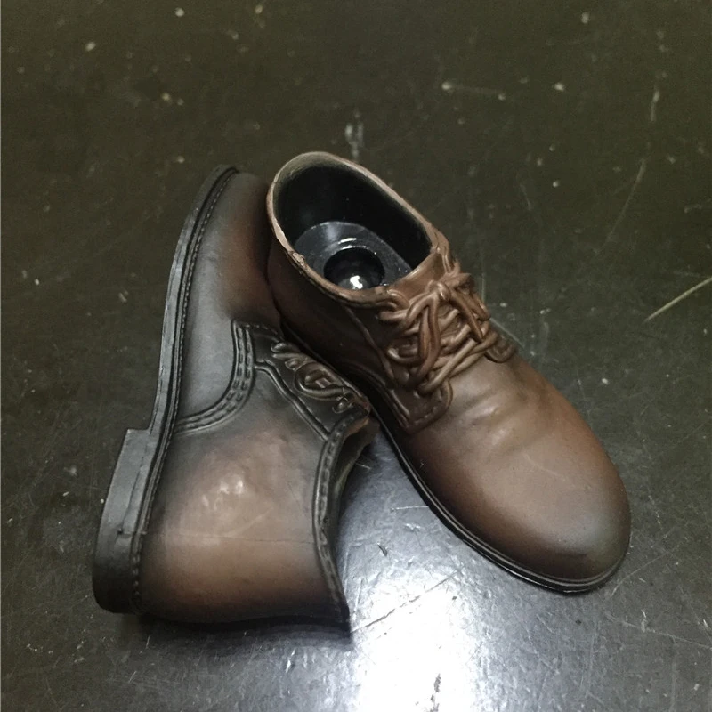 1/6 Scale Action Figure Accessories Black Brown Two Color Plastic Leather Shoes with Foot Shape inside for Joint Male Body