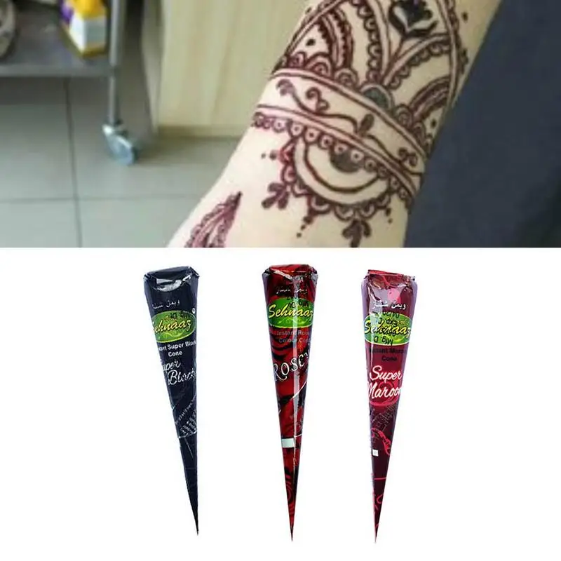 Красные, черные, женские, Mehndi, хна, паста, конус, временная татуировка, макияж, инструмент, натуральный,, безопасные, водонепроницаемые, свадебные, взрослые, секс товары