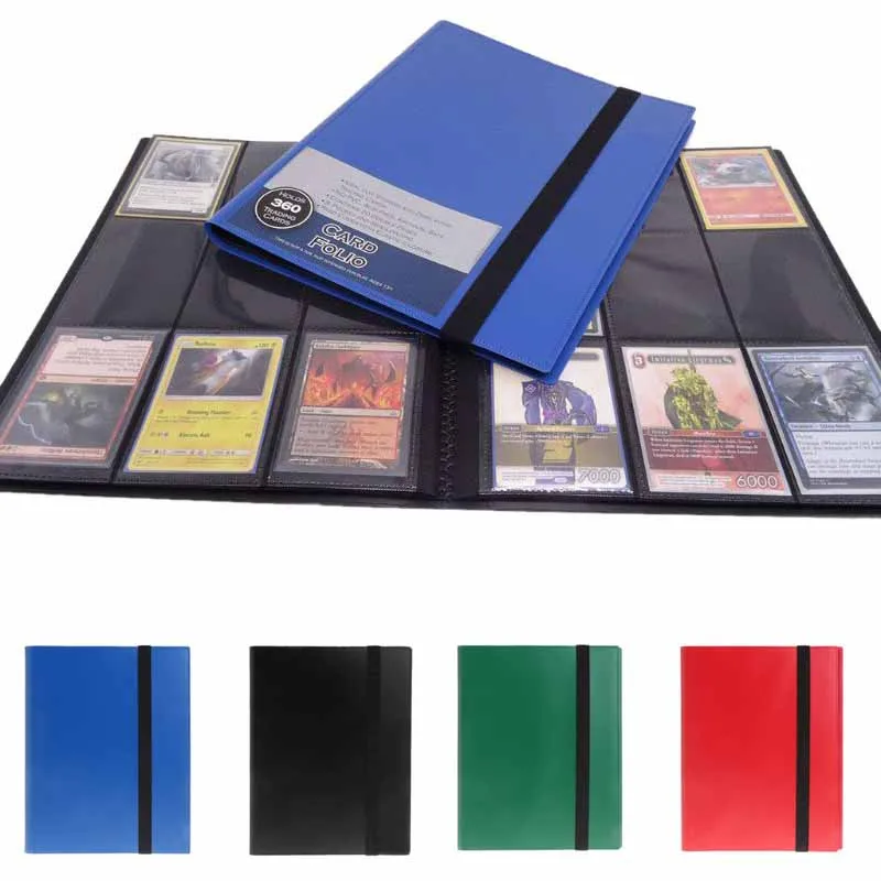 

9-Pocket Blank Binder With Straps Silver Series Page Protector For Standard Size Game card pack