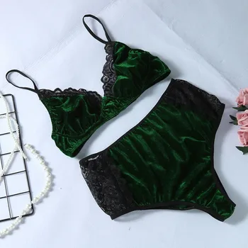 

Transparent Bra Fashion Lace Underwear Women Set 2PC Women Bra Contrast Velvet Lingerie Set Sleepwear Lenceria Plus Size 3XL