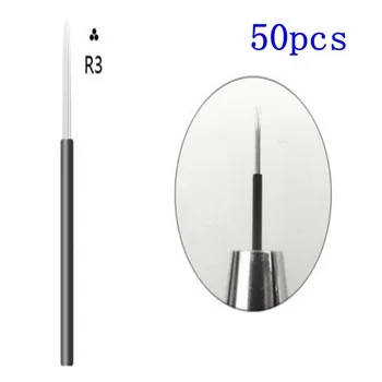 Semi-permanent Makeup Manual Eyebrow Tattoo Microblade Needles Round 3 Pins 50pcs For Fog Eyebrow Professional Disposable Needle