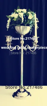 

5 arms mental wedding centerpieces sliver candelabra,Hot Selling Elegant Transparent Crystal Candle Holder Centerpieces