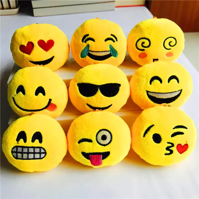 

1Pcs Cute Emoji Keychain Cartoon Face Anime keychain Car for Funny Key Chain Plush Purse Key Ring Llaveros Chaveiro Porte Clef