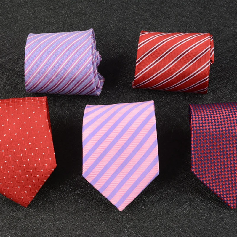 

YISHLINE 8CM Men Fashion Ties Stripes Necktie for Mens Arrow Tie Red Pink Blue Wedding Party Accessories