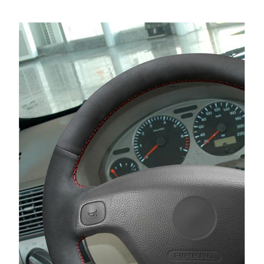 Hand-stitched Black Suede Car Steering Wheel Covers Wrap for Opel Astra(G) 1998-2004 Zafira(A) 1999