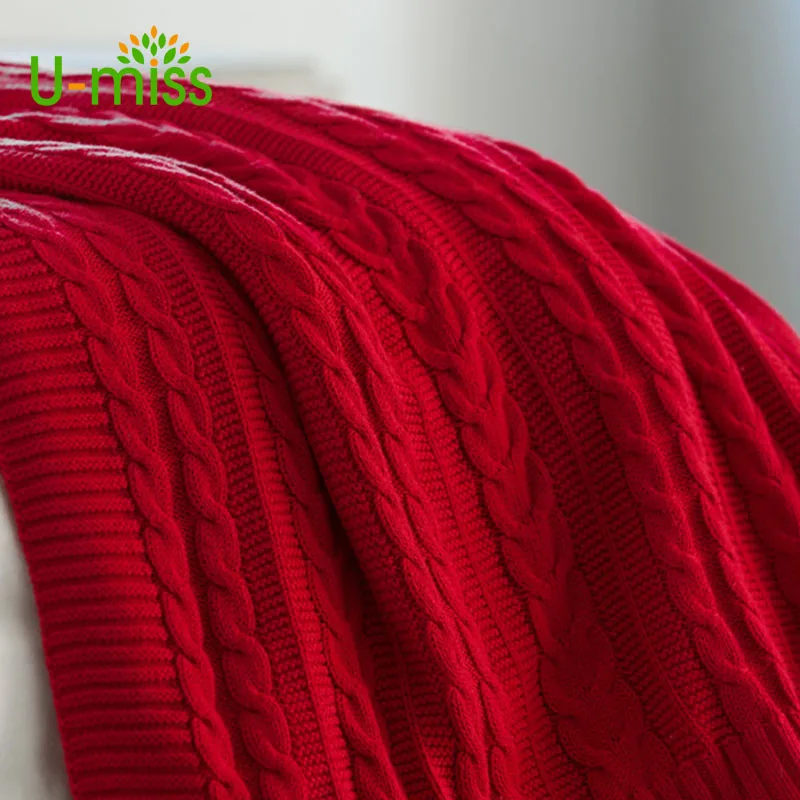 

U-Miss Spring and Autumn Stripe Knitted Wire Blanket Thicken T on The Bed Sofa Colorfas Rectangle Adults Retro Soft Blanket
