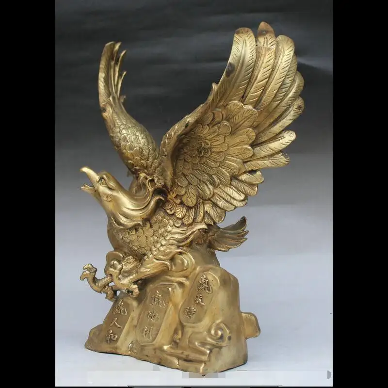 

zhaorui4884354+ +18" Chinese Feng Shui Brass Animal Bird King Eagle Lanneret Auspicious Statue