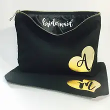 Название на заказ Начальная для свадьбы, невесты, подружки невесты макияж подарок Макияж косметички наборы сумки с замком-молнией рождественские подарки на день рождения