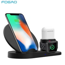 FDGAO 3 In 1 Fast Charging Qi Wireless Charger for Apple watch 2 3 4 Airpods For iPhone XS Max XR X 8 Plus Samsung S9 S8 Note 9