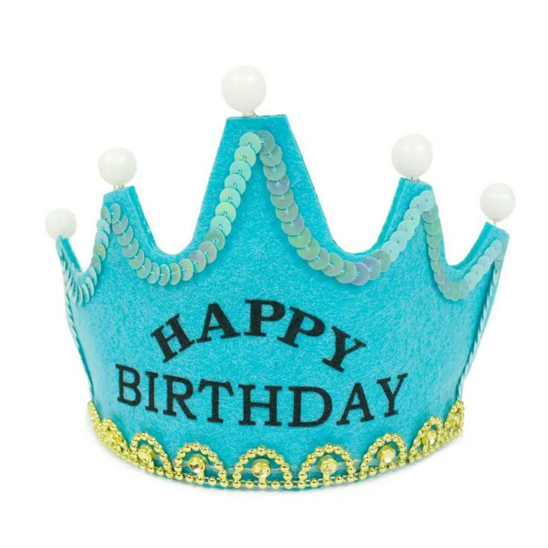 Новые Детские Взрослые светодиодный светящийся Корона праздничный колпак король принцесса мигает счастливые шляпы для вечеринки по случаю Дня Рождения вечерние принадлежности - Цвет: blue birthday