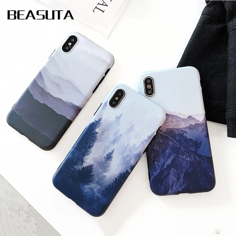 

Landscape Scenery Clouds Case For iPhone 6 6S Cover Vintage Painting TPU Capinha Cases For iPhone 6 S Capa For iPhone6 Fundas