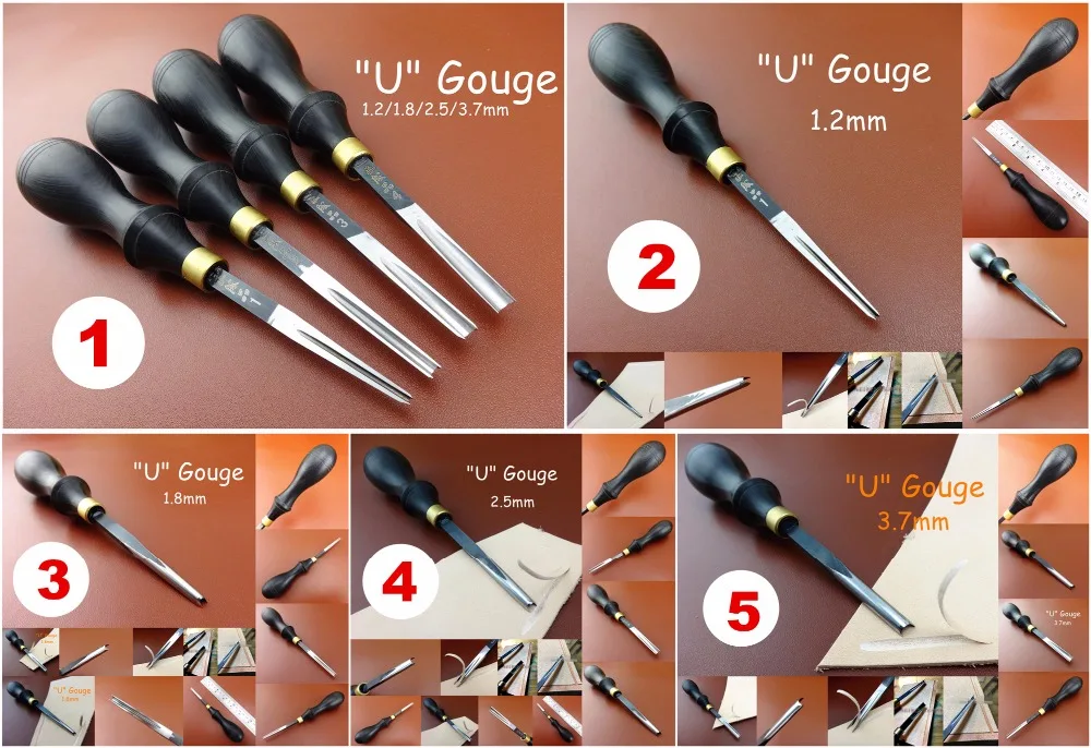 5kind Leather Craft U-Gouge Cutting Folding Edge Beveler Skiving Shovel Tool Set | Дом и сад