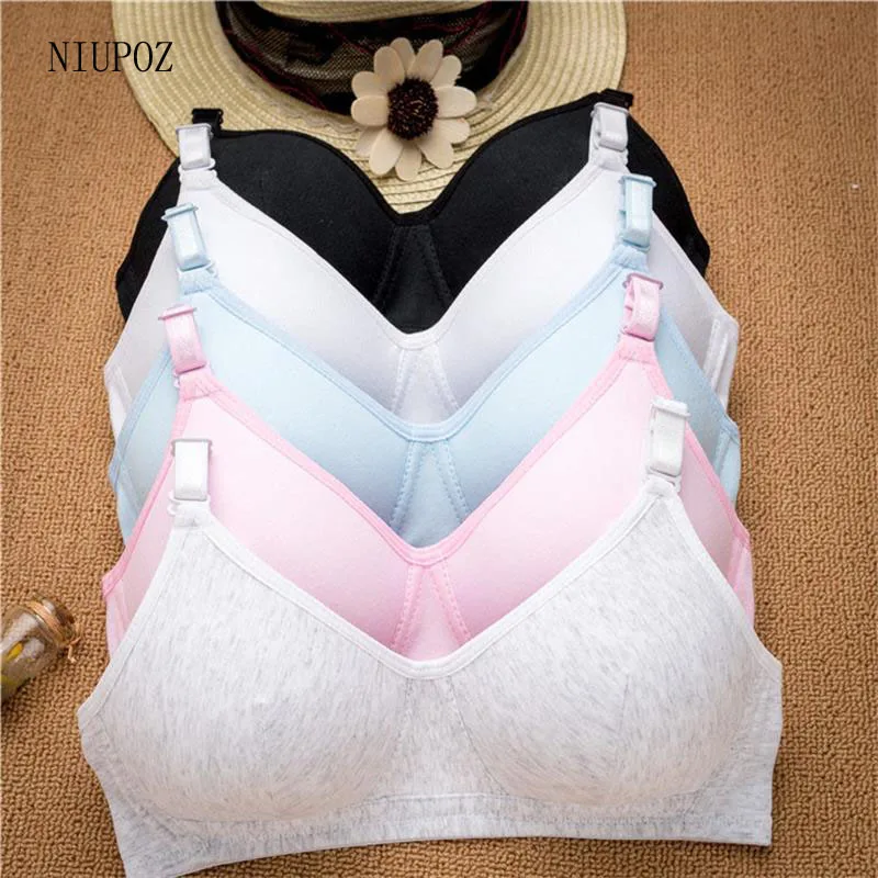 

New Young Lady Bras Solid Cotton Bra Push Up Wire Free Underwear Bra for Women