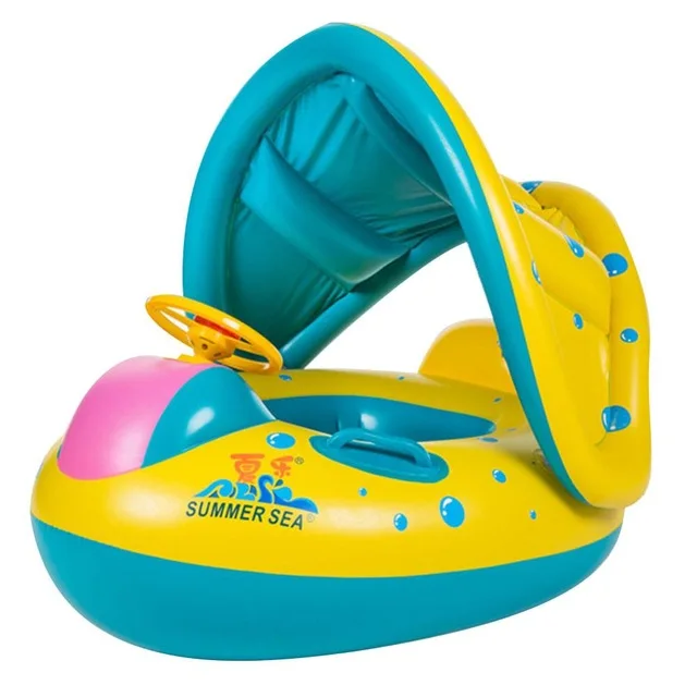 Мать ребенок надувной круг плавательный круг двойной плавательный бассейн аксессуары надувные колеса плавающий тренажер круги - Цвет: Цвет: желтый