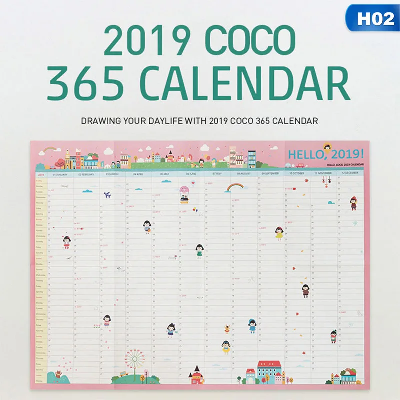 365 дней настенный бумажный календарь офисная школа ежедневный планировщик заметки очень большой учебный новогодний план график 43*58 см