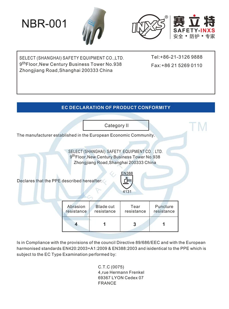 SAFETY-INXS NBR-001 покрытие защитные перчатки Нескользящие без следа перчатки Механика гибкие дышащие защитные перчатки рабочие