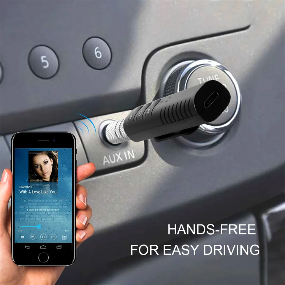 Wireless Car Bluetooth Aux Audio Receiver Adapter 4.1 Bluetooth Hands Free Car Kit 3.5mm jack Bluetooth Handsfree Music Receiver (1)