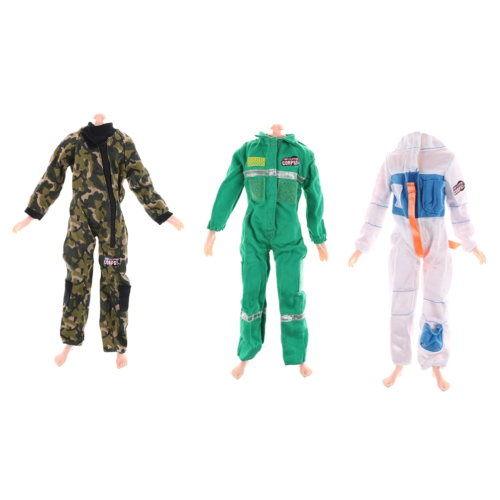 

1pcs Soldier Clothes Cloth Firemen Combat Police Uniform Cop Amry Outfit For Boy Male Ken Doll 3 Color