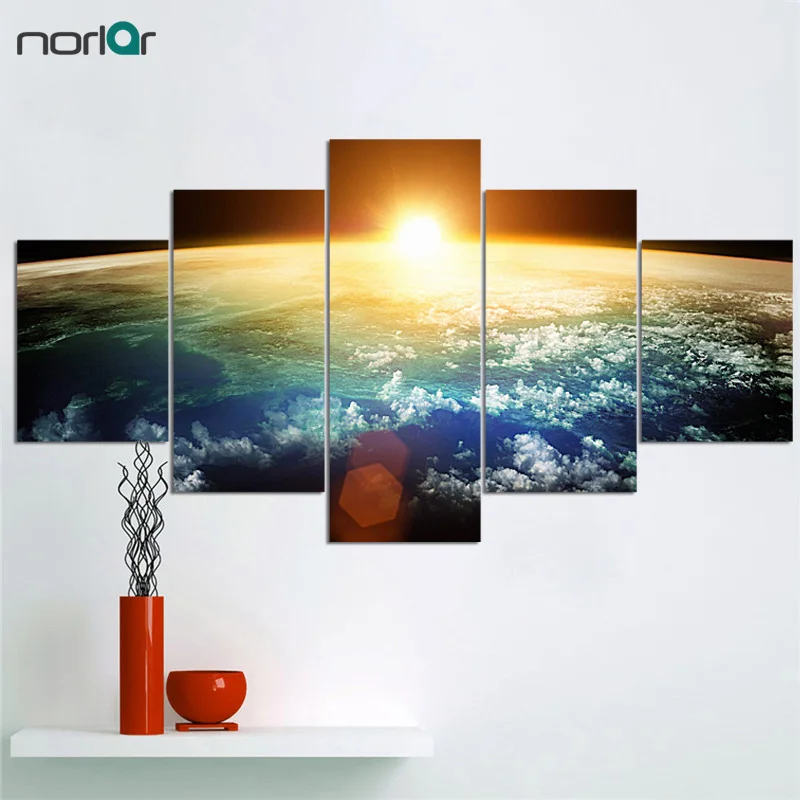 5 Piece No Frame Large Hd Space View Scape Sunrise Canvas Print Painting For Living Room Wall Art Picture Gift Decoration Home Painting Calligraphy Aliexpress