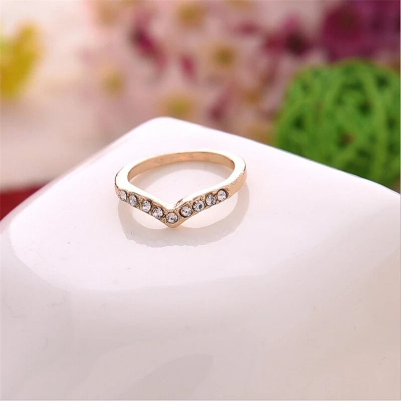 Женские свадебные кольца Bague Homme Bijoux золотистые с v-образной надписью прозрачные