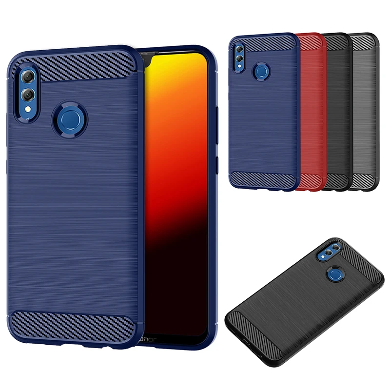 

4 Colors Shockproof Soft TPU Phone Case Cover Carbon Fiber Pattern Back Protect Case For Huawei P Smart For Huawei P Smart 2019