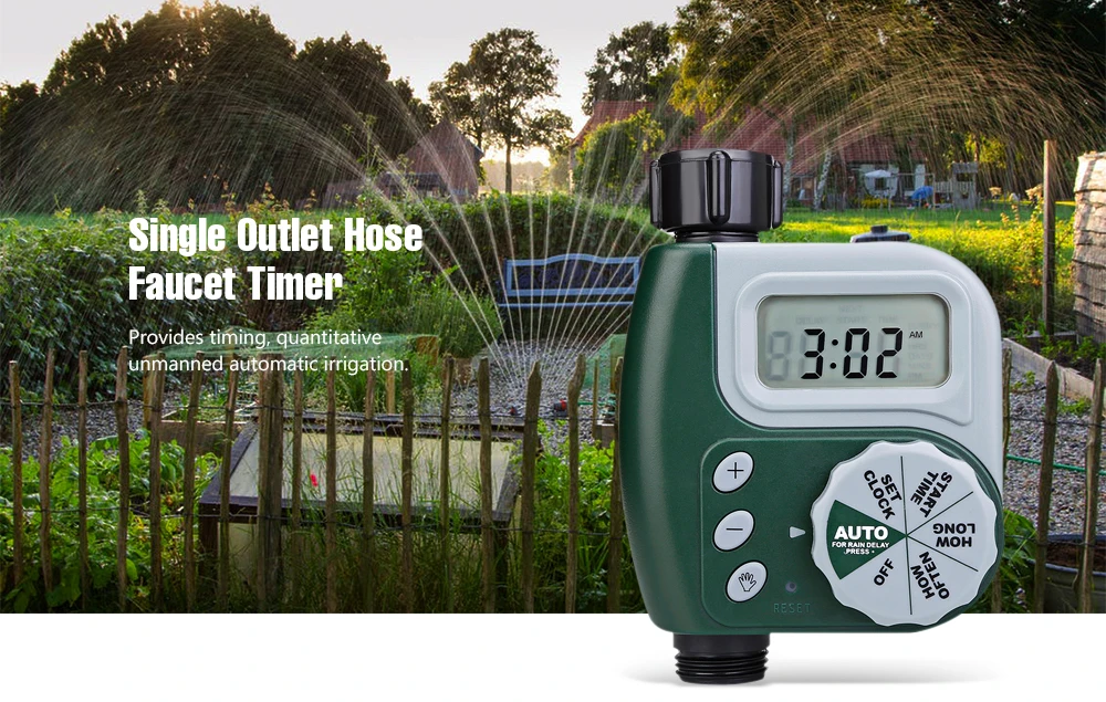 Single Outlet Hose Faucet Timer with Large Digital Display for Yard Garden Greenhouse