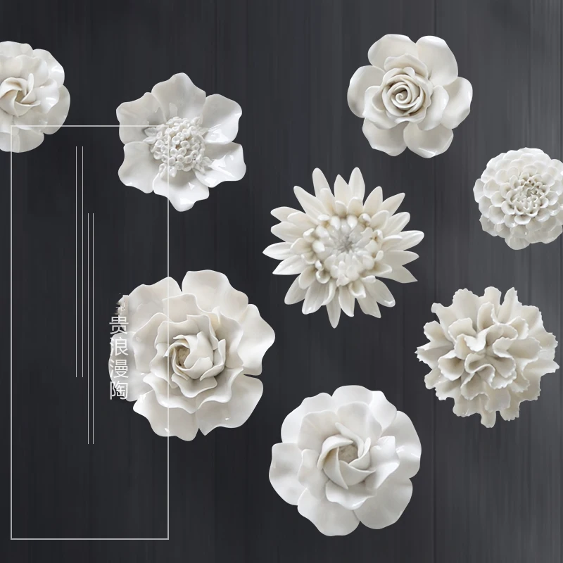 Modern-Ceramic-White-Flower-Wall-Mural-Decoration-Home-Livingroom-TV