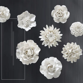 

Modern Ceramic White Flower Wall Mural Decoration Home Livingroom TV Background Wall Hanging Crafts Hotel Wall Sticker Ornaments