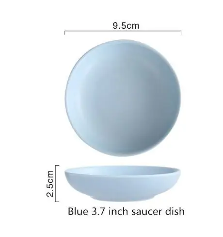 NIMITIME керамическая Скандинавская однотонная белая и синяя миска для риса, тарелка для еды, большой поднос, посуда и тарелки - Цвет: 3.7 Inch Dish