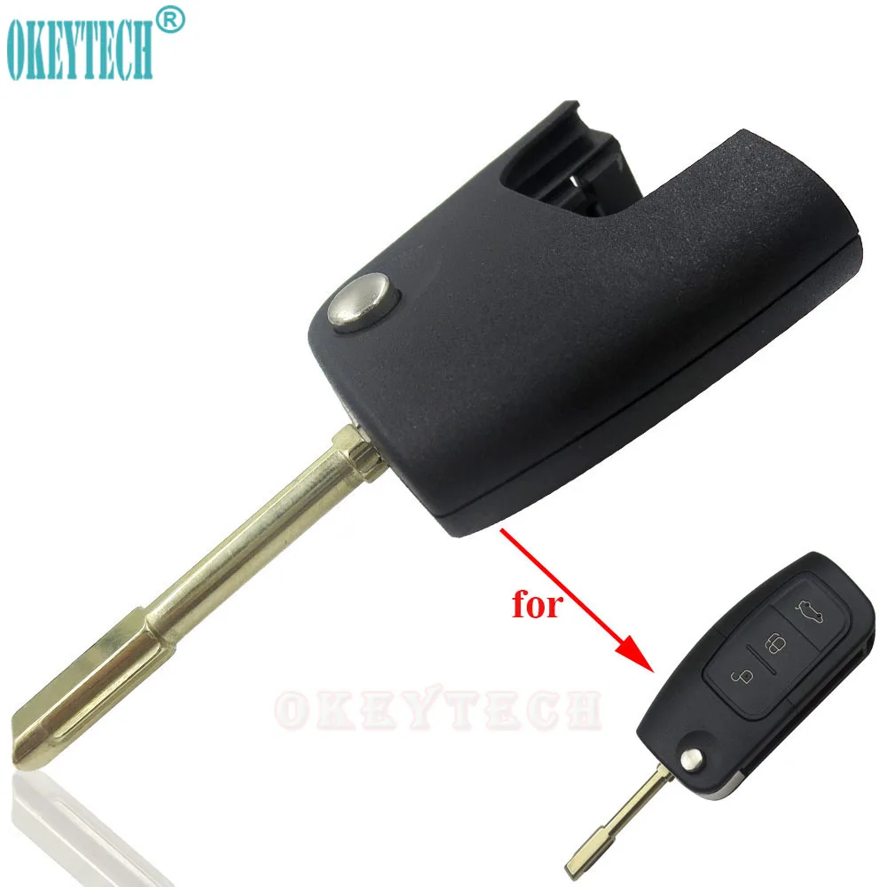 OkeyTech Replacement Uncut Remote Car Key Shell Case Fob Blade Fit For Ford Focus Mondeo Festiva Fusion Suit Fiesta KA Key Blank
