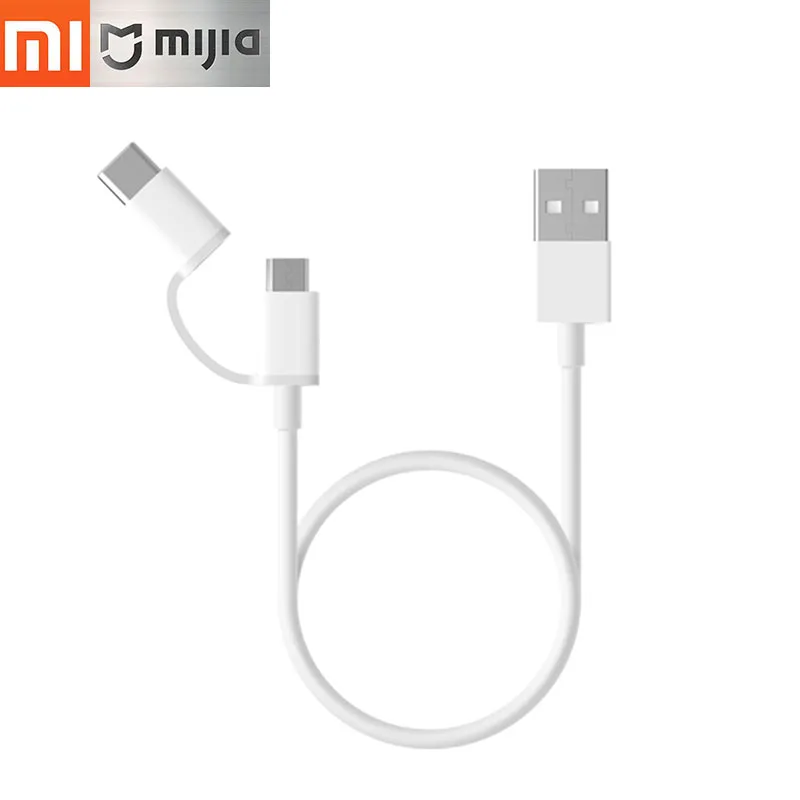Оригинальный USB кабель для передачи данных Xiaomi Mi 2 в 1 100 см и 30 Micro Typ-C Android цифровая