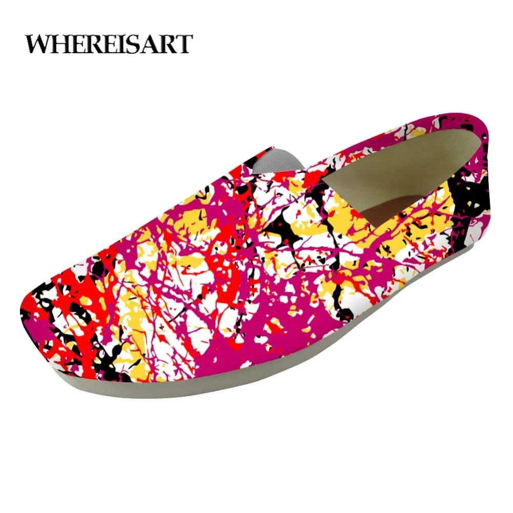 

WHEREISART Walking Bright Graffiti Pattern Men Print Flat Casual Shoes Men Loafers Shoes Men Lazy Shoes Teen Boys Slacker Shoes