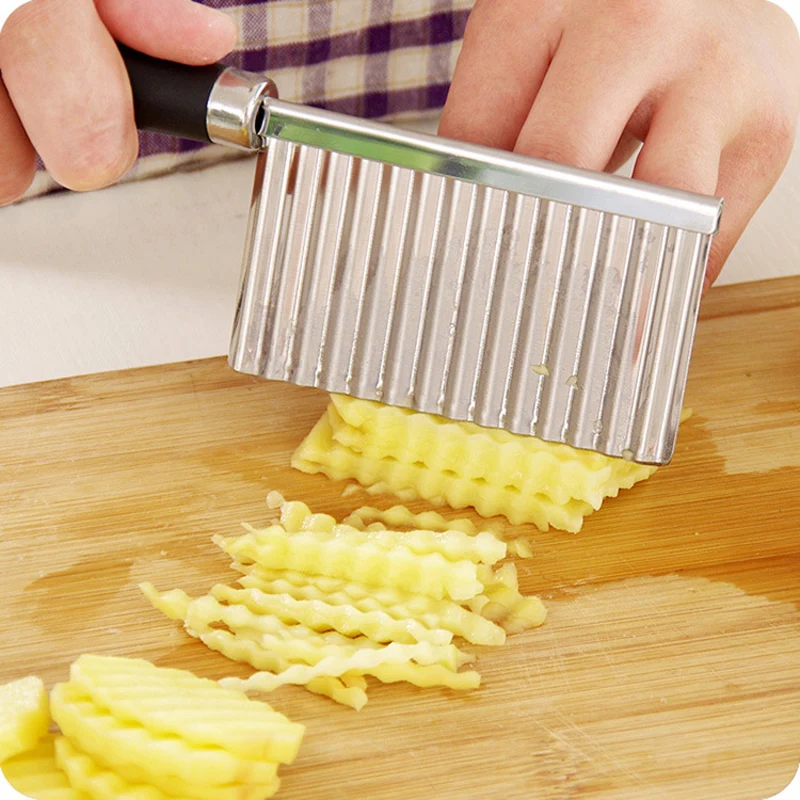

1pc Chip Dough Vegetable Carrot Blade Potato Fruit Crinkle Wavy Cutter Slicer Stainless kitchen accessories tools Drop Shipping