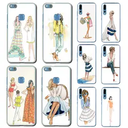 Платье Модная одежда для девочек жесткий чехол телефона для Huawei Honor 6a 6C 7A 7C 7X8 8X 8C 9 10 Lite play