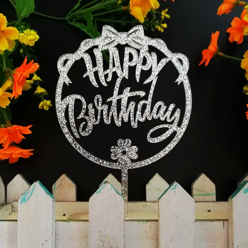 

10 pcs happy birthday glitter acrylic cake topper birthday cake decor