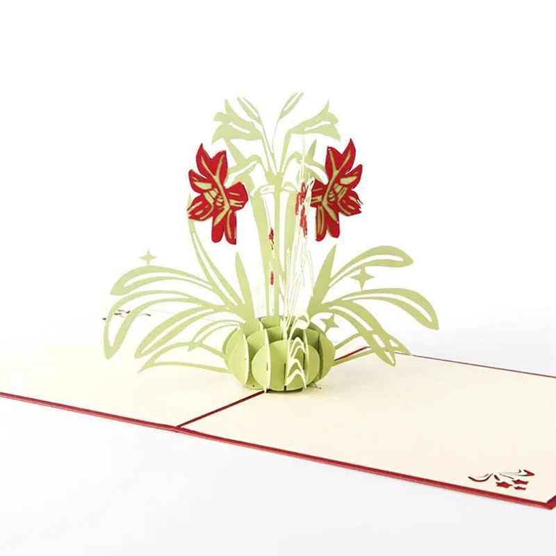 3D Narcissus Wedding Invitations Greeting Card Pop Up Stereoscopic Christmas Cards | Дом и сад