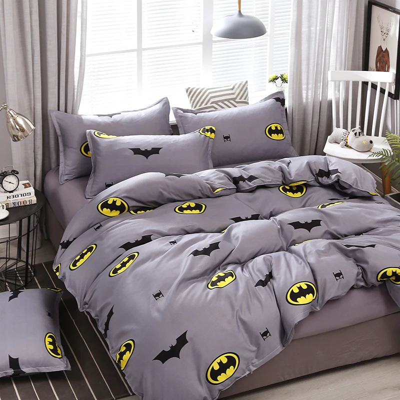

A5 High Quality Bedding Set Bat-man Pattern Bed Linings Duvet Cover Bed Sheet Pillowcases Cover Set For 1.2/1.5/1.8/2/2.2m Bed