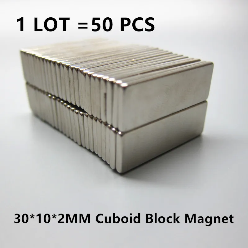 

Free Shipping 50pcs Strong Rare Earth Neodymium Magnets 30 x 10 x 2 mm