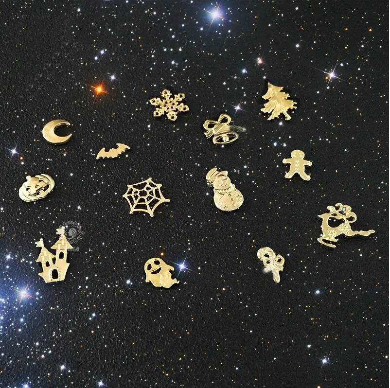 

Halloween and Christmas Pumpkin Elk Castle bat Snowflake metal material epoxy mold makeing jewelry filling for DIY jewelry