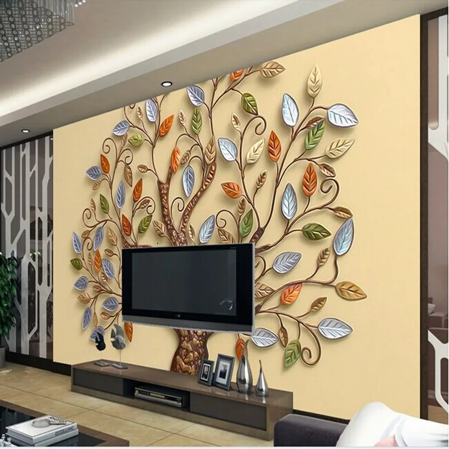 Relief tree Custom photo wallpaper papel de parede 3D embossed wallpaper wallpaper modern living room TV background 3d wallpaper