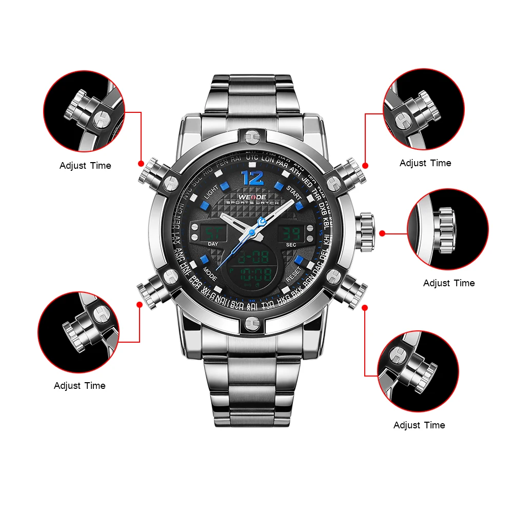 WEIDE мужские часы спортивные светодиодный цифровой браслет Электронный двойной