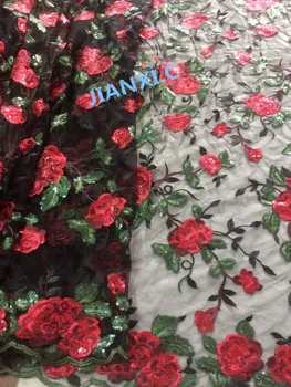 

Unique shining CiCi-72209 embroidered mesh sequins lace fabrics french net lace fabric for party dress