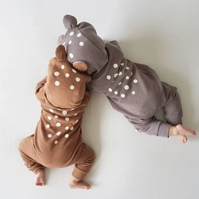 Осенняя одежда для малышей Детский Милый хлопковый комбинезон с рисунком медведя вязаный для новорожденных Детский комбинезон с длинными рукавами D0251