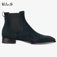 Черные и уличные классические мужские ботинки «Челси» ручной работы в европейском стиле с острым носком; темно-синие замшевые ботинки Harris wyatt без застежки