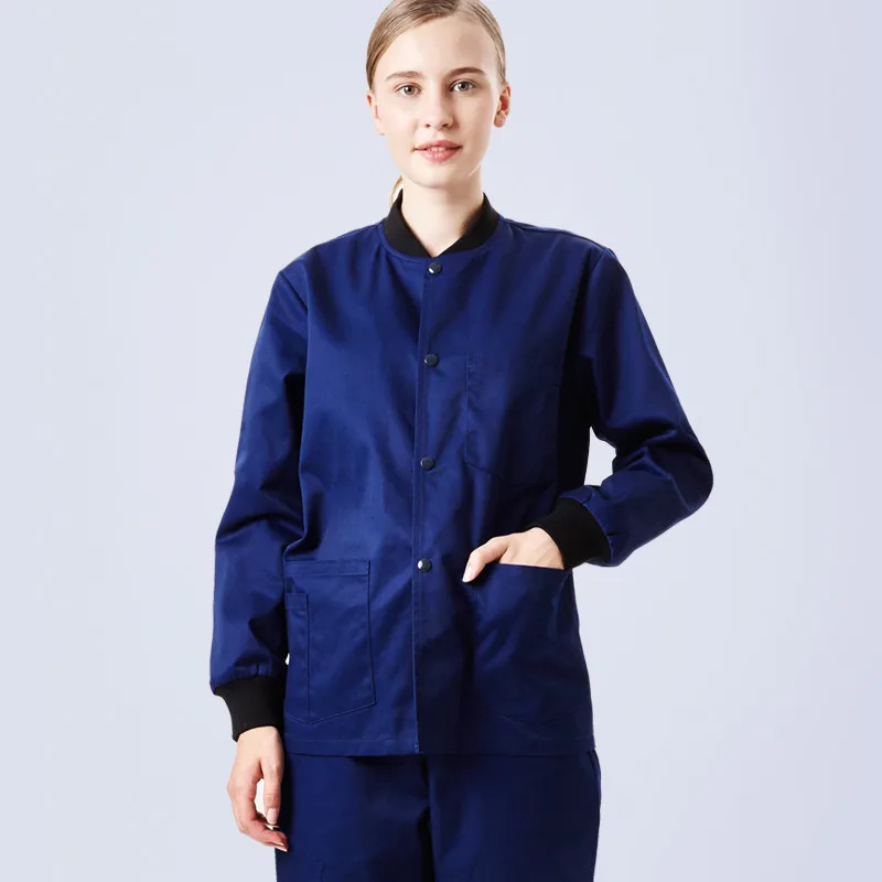 Autumn Winter Medical Scrub Tops Jacket Nurse Warn up Top Knit Cuffs