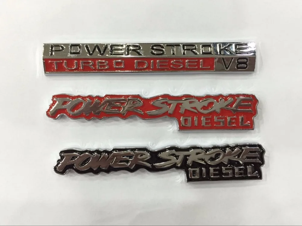 2pieces 3D metal Power stroke emblem Sticker Power Stroke Turbo Diesel
