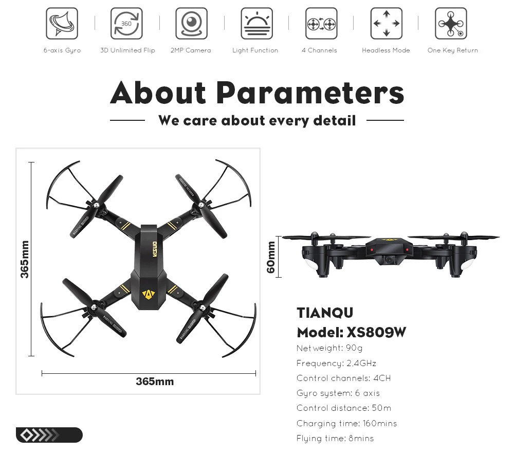 XS809HW Foldable RC Drone XS809HW Foldable RC Drone