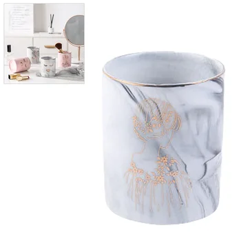 

2019 Nordic Marble Storage Tank Desktop Ceramic Cosmetic Brush Pen Holder Tableware Storage Holder Home Office Kitchen