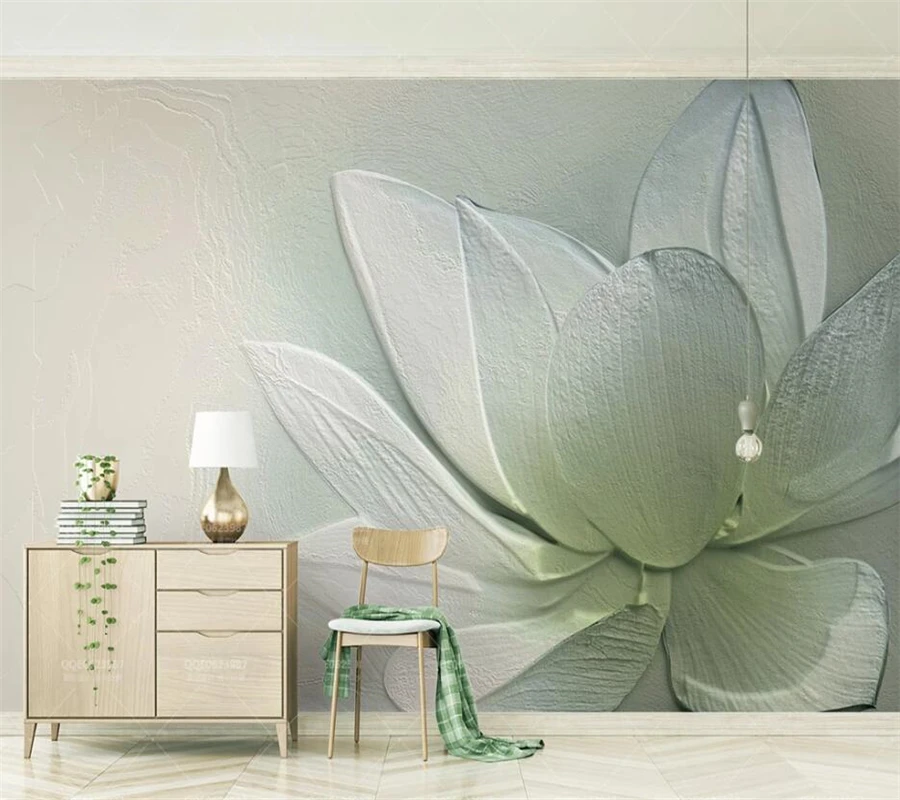 

Beibehang Custom wallpaper photo mural 3d papel de parede lotus embossed small fresh papier peint mural TV background wall paper