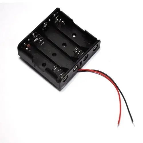 

1 pcs Plastic Battery Storage Case Box Holder For 4xAA 4 X AA 6.0V 2A wire leads